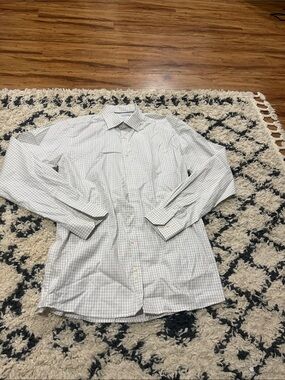 Eton Men's White and Light Blue Micro-Check Dress Shirt